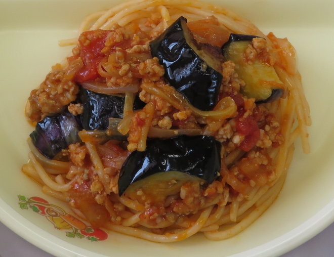 なすのミートスパゲティーの画像