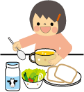 女の子がごはんを食べている画像